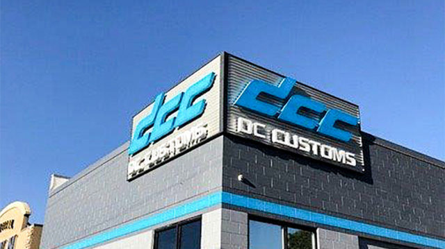 DC Customs-Day channel letters on corner building