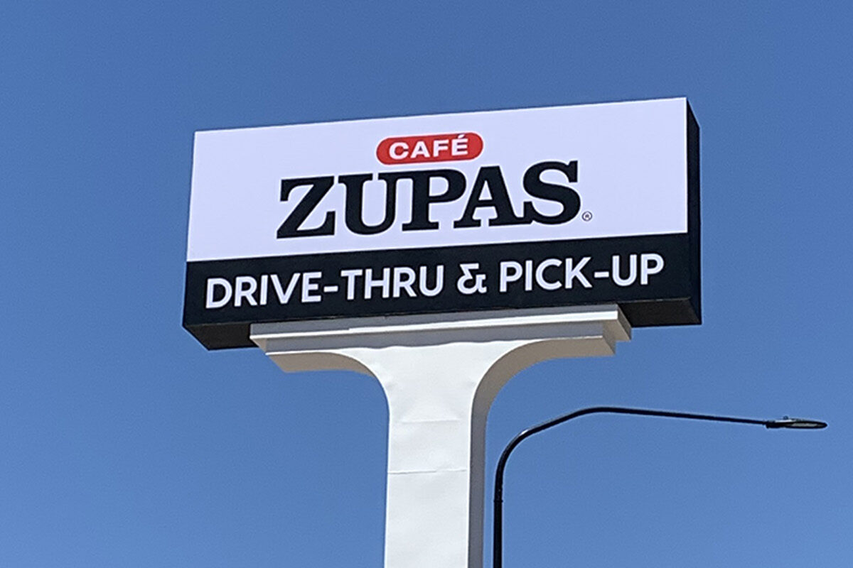 Zupas Drive thru and pick up pylon